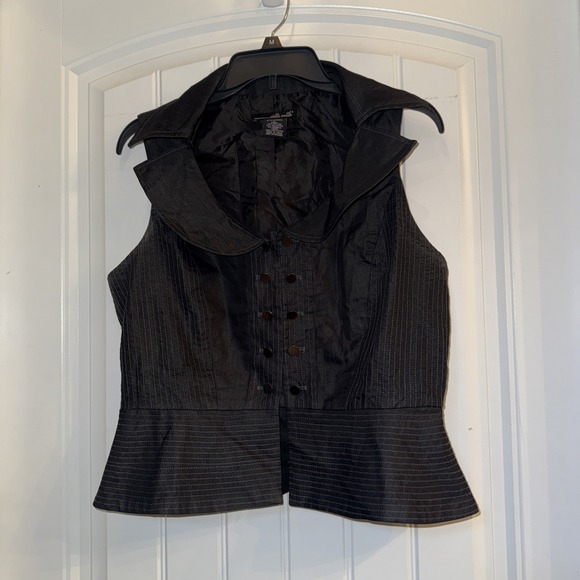 SMITH Jackets & Blazers - Will Smith Button Vest Women's Large Black Flutter Waist  Pattern Stitching